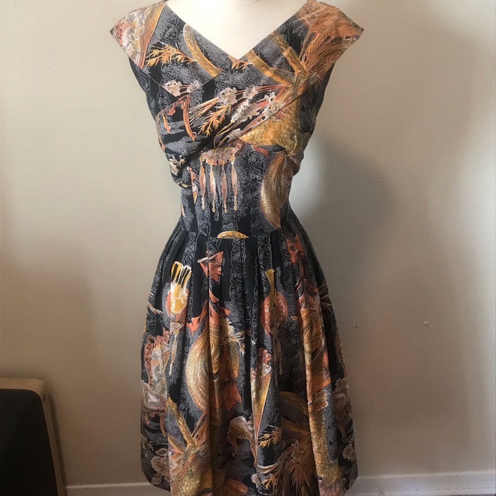 1950s novelty print cotton dress
